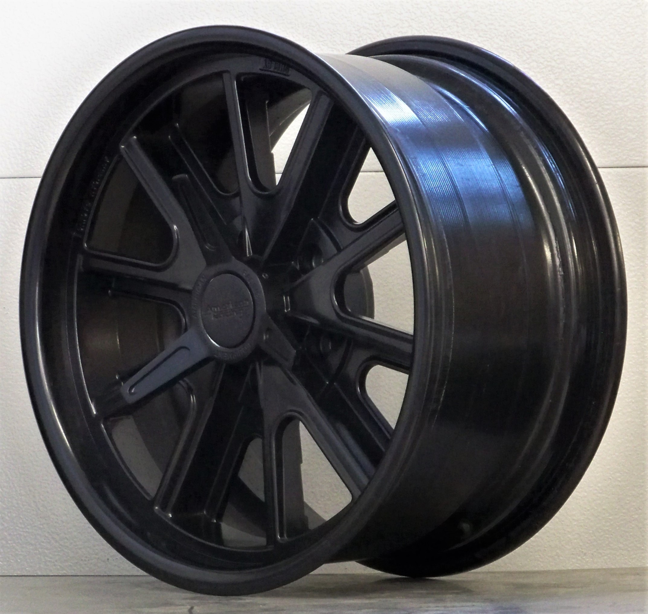 18s 407S All over satin black set of 4 . 05-24 Mustang